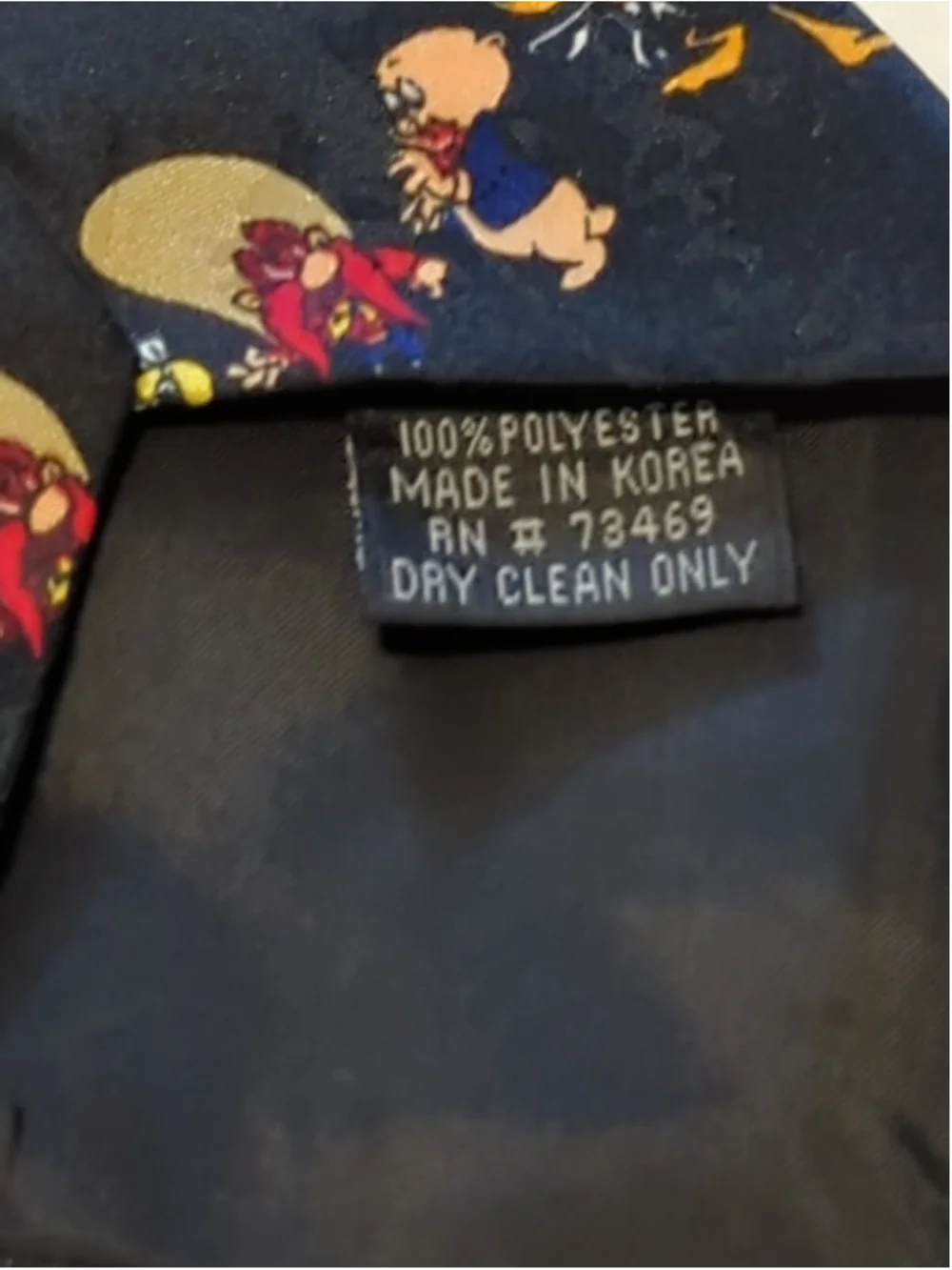 Vintage Looney Tunes Mania Tie Black Necktie Bugs Porky Daffy Tweety 1995 90s